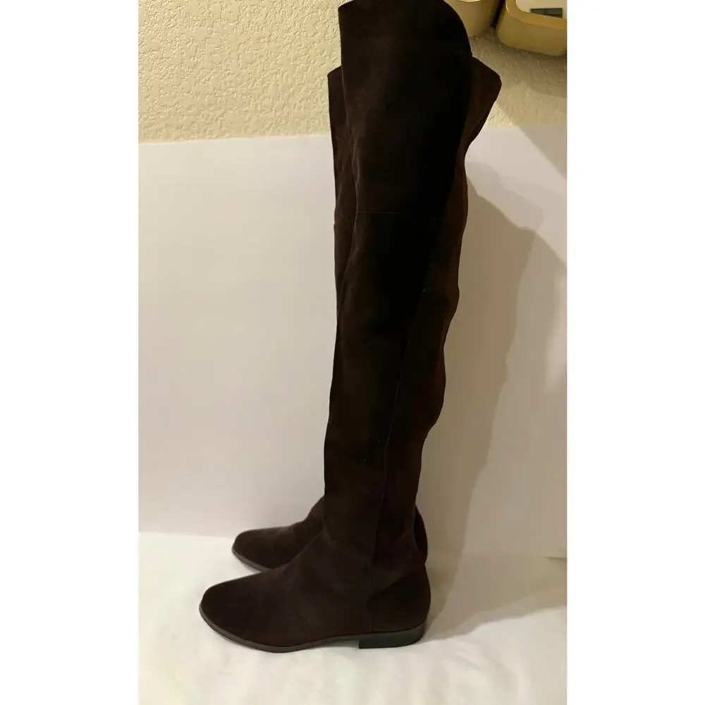 Chinese Laundry Riley Brown Suede Over The Knee OTK Flat Riding Boots Sz 7 NIB